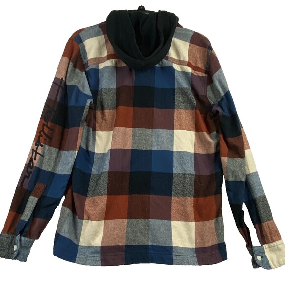 Hollister Flannel Hoodie Adult Small Red Black Button Up Sweater Outdoor Casual - Picture 8 of 13